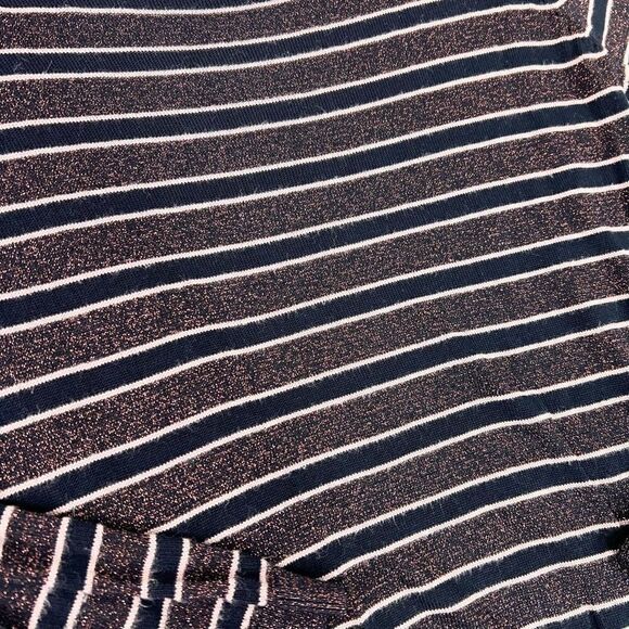 Scotch & Soda Sweater Women's Small Striped Lurex Black & Purple Knit Pullover - Picture 2 of 9